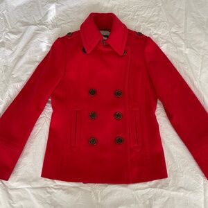 J. Crew Classic Wool Pea Coat In Red - SMALL